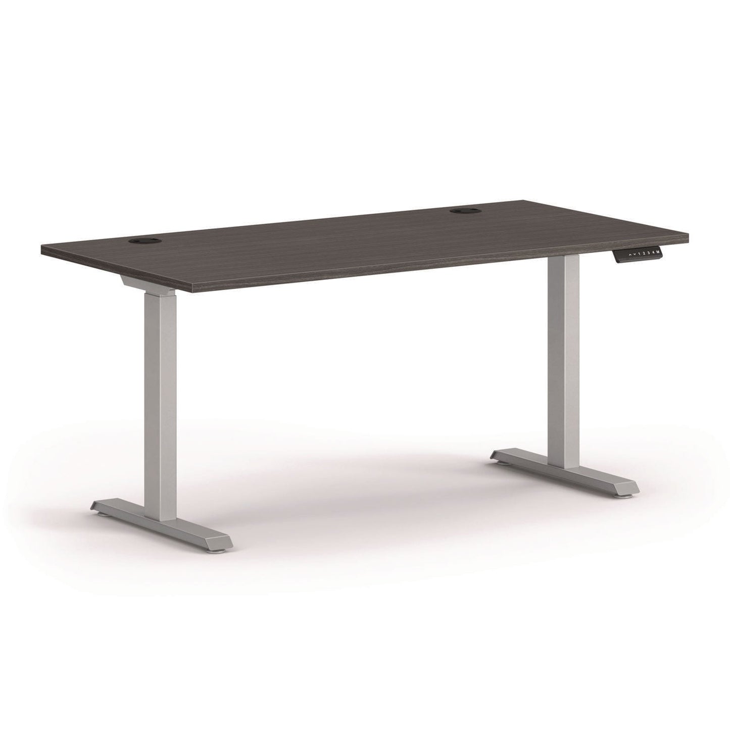 HON Mod Height Adjustable Desk Bundle, 60" x 30" x 27.5" to 46.75", Slate Teak/Silver (HONMOD052)