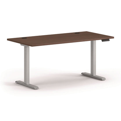 HON Mod Height Adjustable Desk Bundle, 60" x 30" x 27.5" to 47.75", Sepia Walnut/Silver (HONMOD053)