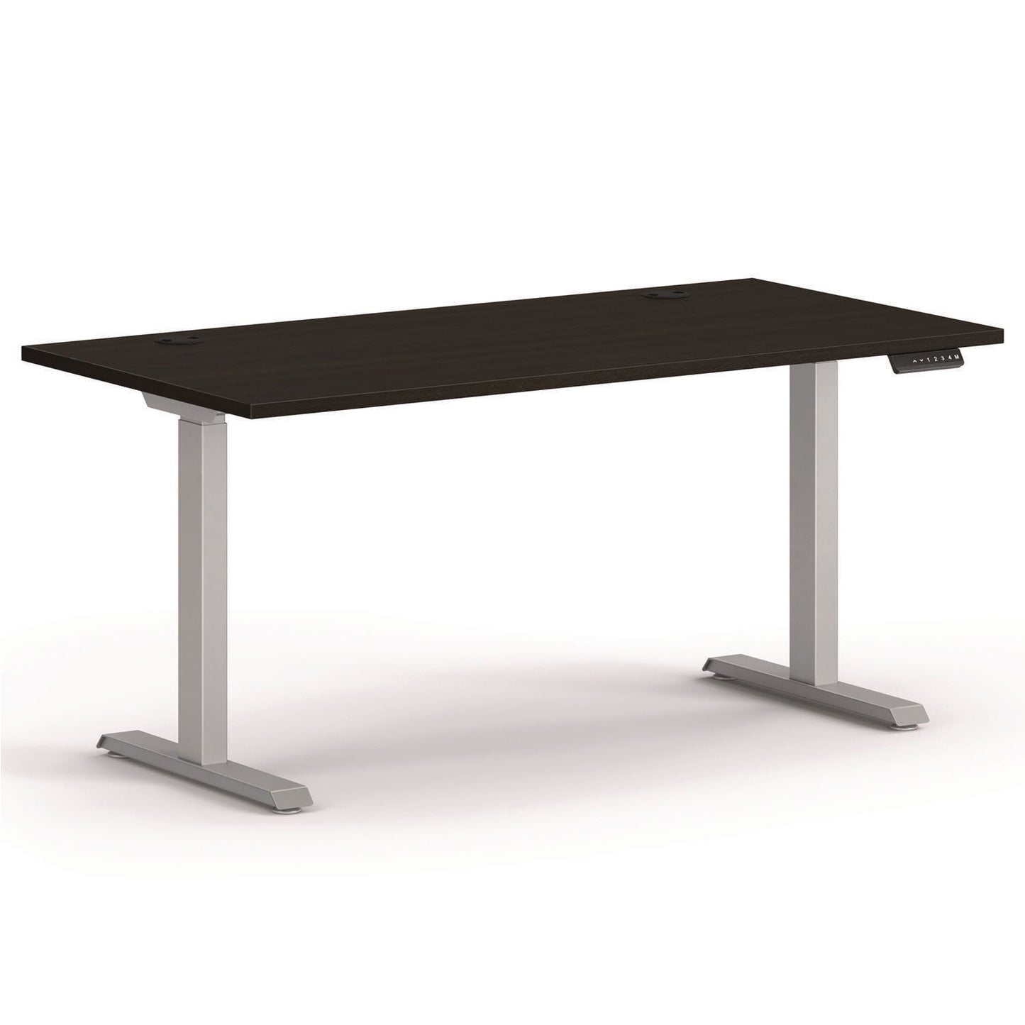 HON Mod Height Adjustable Desk Bundle, 60" x 30" x 27.5" to 46.75", Java Oak/Silver (HONMOD056)