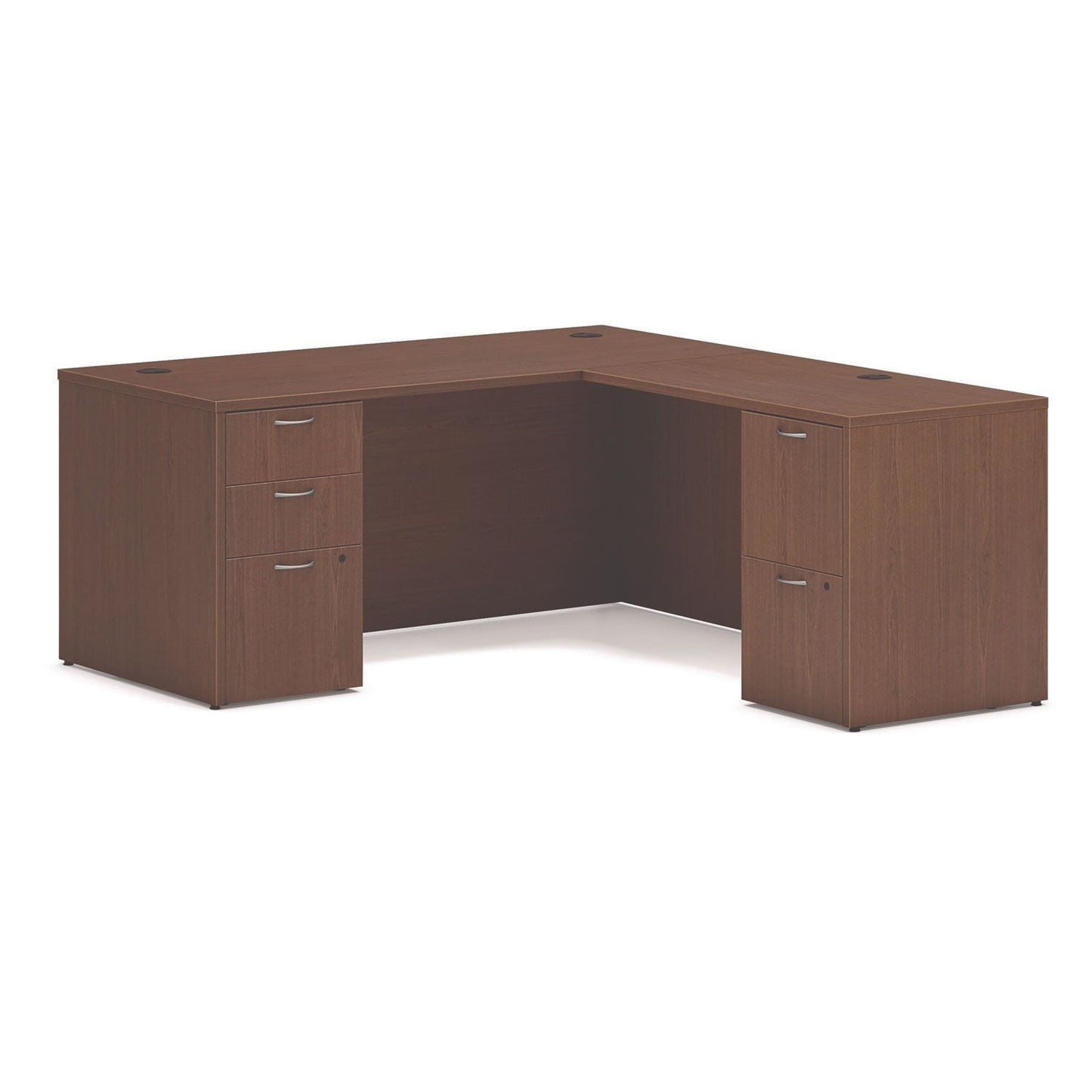 HON Mod L-Station Double Pedestal Desk Bundle, 66" x 72" x 29", Sepia Walnut (HONMOD074)