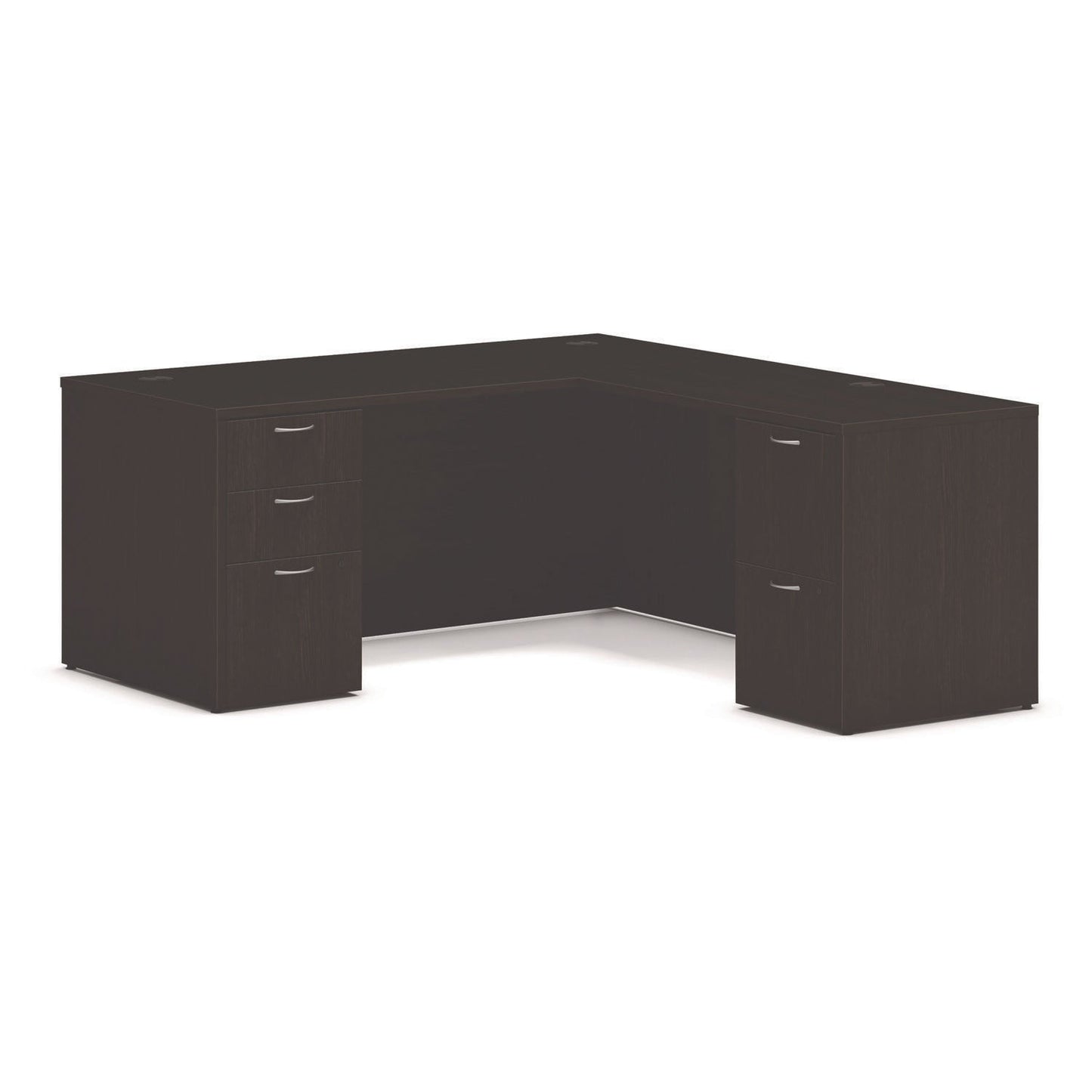 HON Mod L-Station Double Pedestal Desk Bundle, 66" x 72" x 29", Java Oak (HONMOD076)