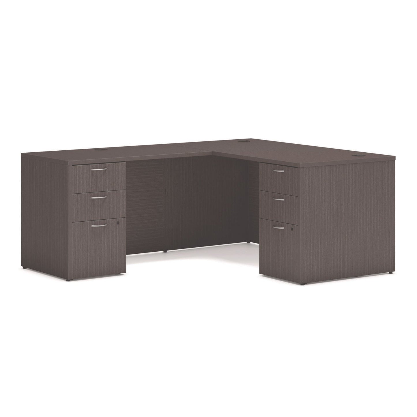 HON Mod L-Station Double Pedestal Desk Bundle, 60" x 72" x 29", Slate Teak (HONMOD187)