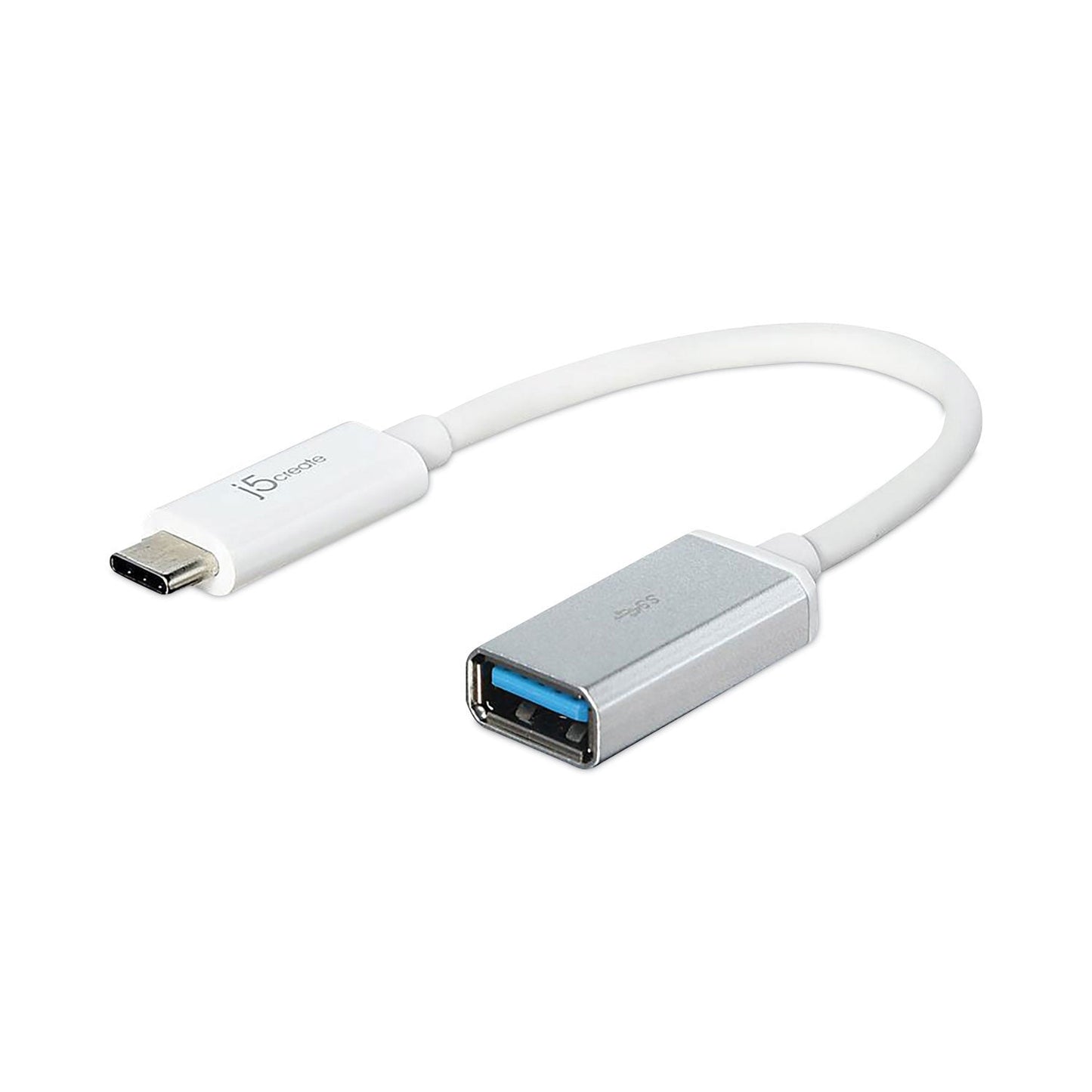 J5 Create USB-C to USB Adapter, 4", Silver/White (JCRJUCX05US)