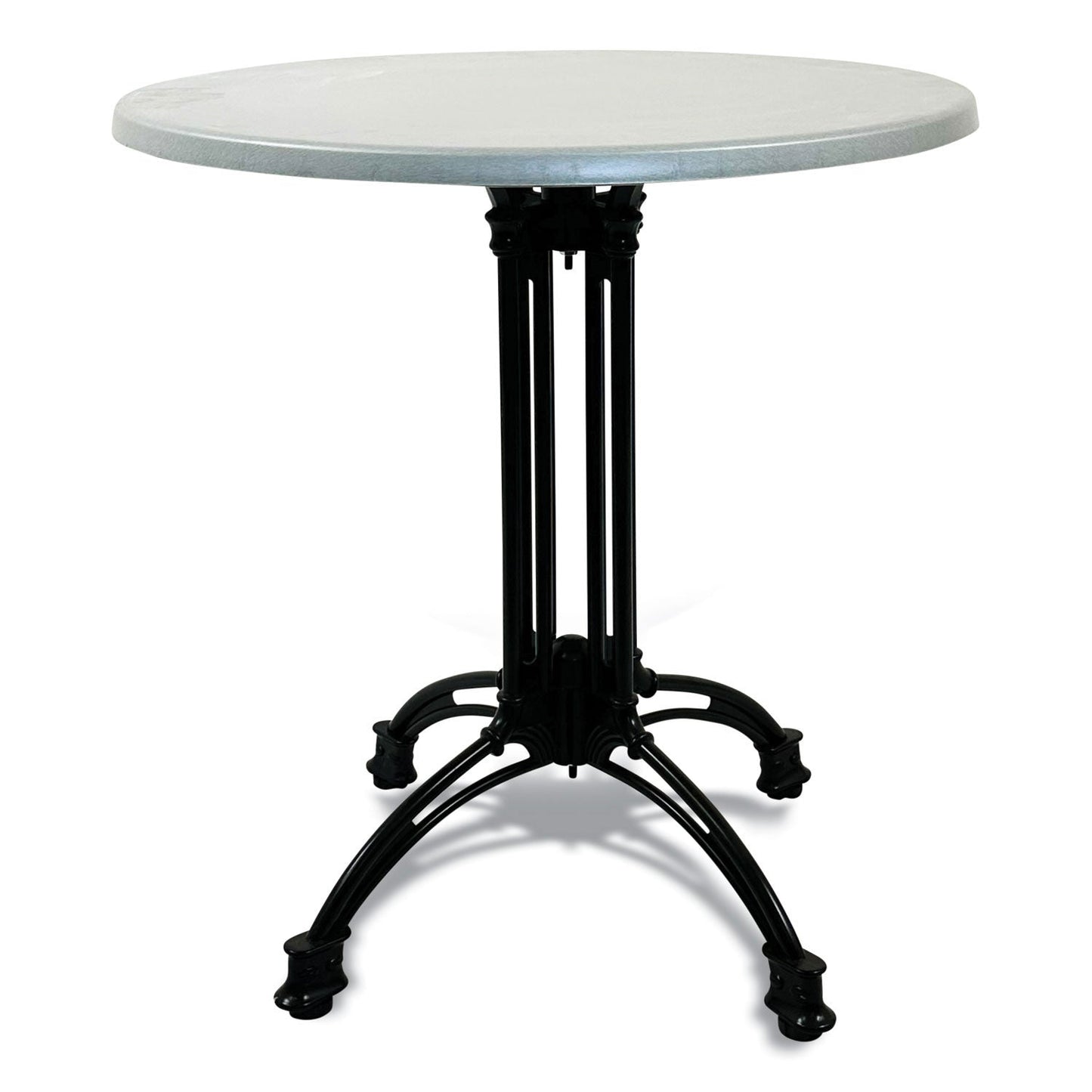 JMC Furniture Topalit Tables, Round, 36" dia x 29"h, Silver Top, Black Iron Base/Legs (JMC10636R2)