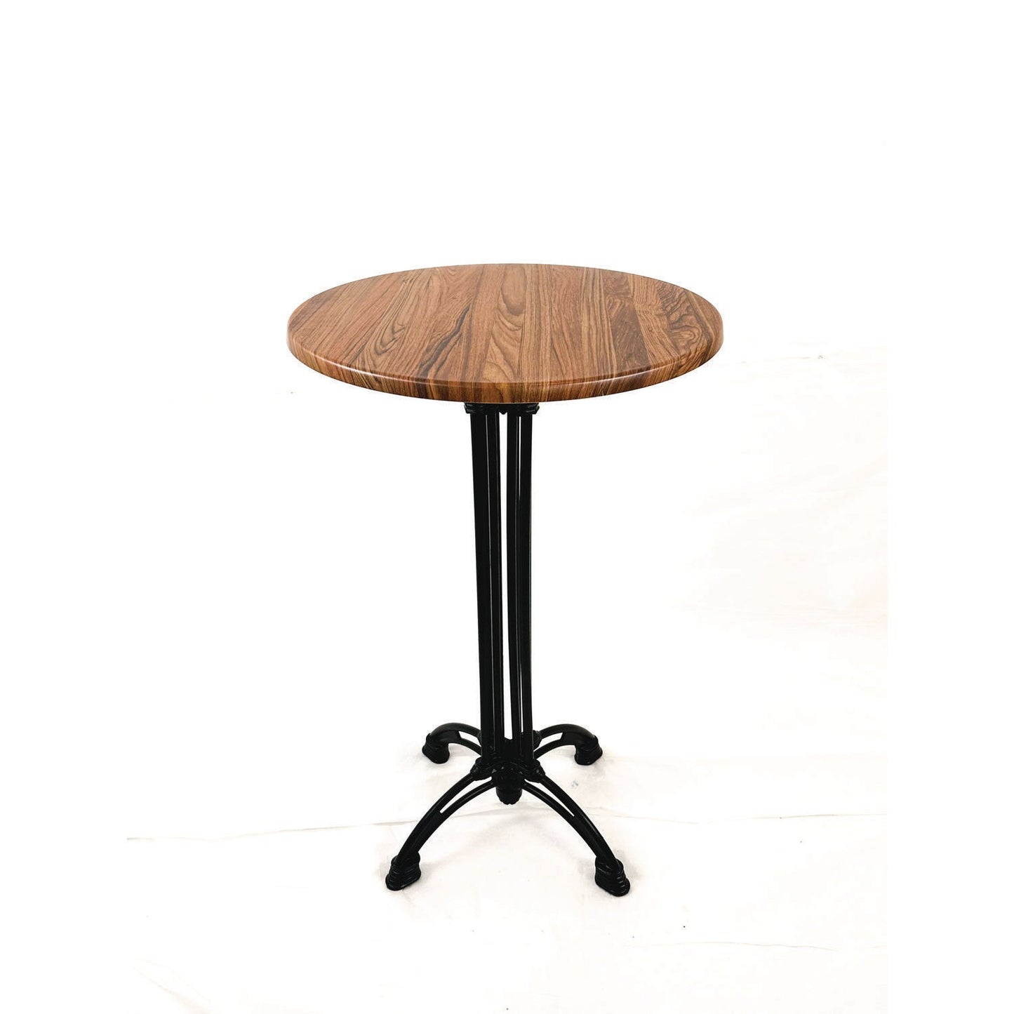 JMC Furniture Topalit Tables, Round, 24" dia x 44"h, Teak Top, Black Iron Base/Legs (JMC106P24R8)