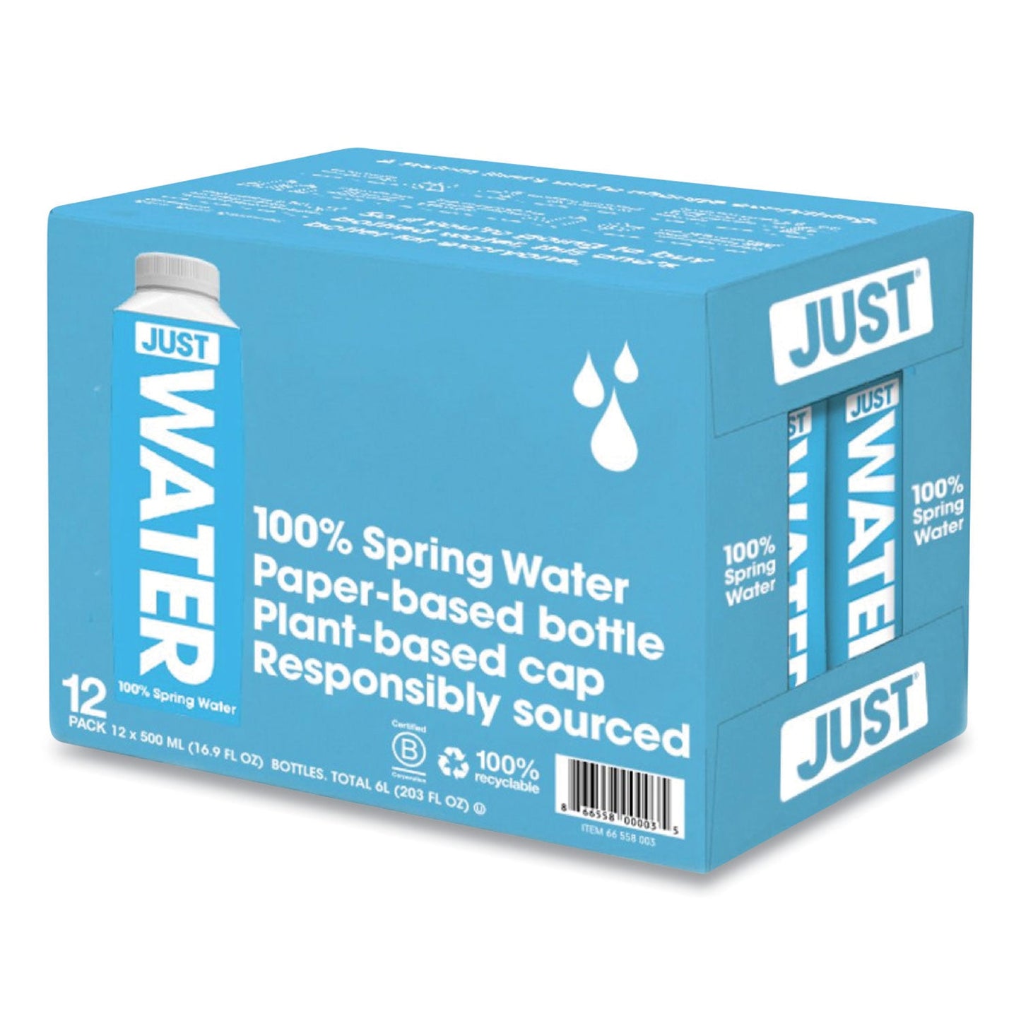 Just Water Spring Water, 16.9 oz, 12/Carton (DEZJGD00003)