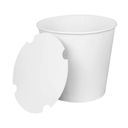 Karat Food Bucket with Lid, 170 oz, 8.9" Dia x 8.36"h, White, Paper, 150/Carton (KRTCFB170WBNDL)