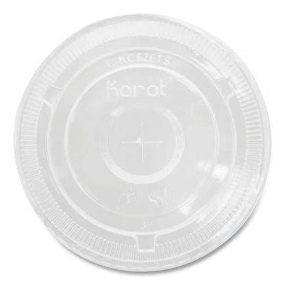 Karat PET Lids, Flat with Straw Slot, Fits 12 oz to 24 oz Cold Cups, Clear, 1,000/Carton (KRTCKC626TS)