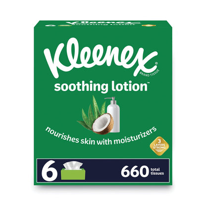 Kleenex Lotion Facial Tissue, 3-Ply, White, 110 Sheets/Box, 6 Boxes/Pack (KCC51758)