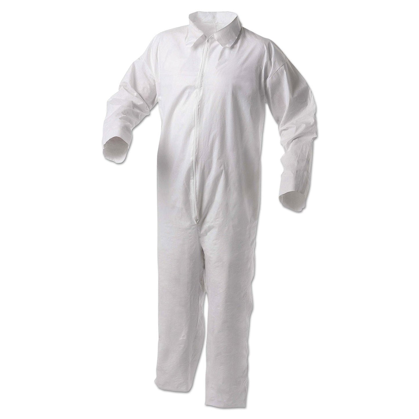 KleenGuard A35 Liquid and Particle Protection Coveralls, Zipper Front, Large, White, 25/Carton (KCC38918)