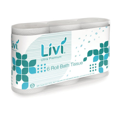 Livi Bath Tissue, 2-Ply, White, 425 Sheets, 36 Rolls/Carton (SOL292101)