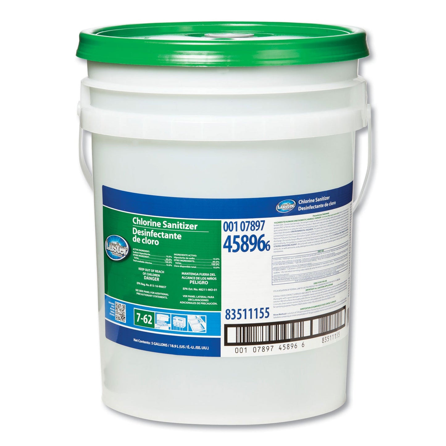 Luster Professional Liquid Chlorine Sanitizer, Chlorine Scent, 5 gal Pail (PPL45896)