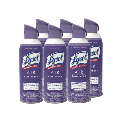 LYSOL Brand Air Sanitizer Spray, Light Breeze Scent, 10 oz Aerosol Can, 6/Carton (RAC99394CT)