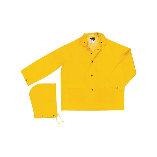 MCR™ Safety 200J Classic Series Yellow Rain Jacket with Detachable Hood, 0.35 mm, PVC/Polyester, X-Large (611-200JXL)