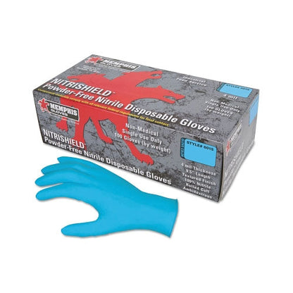 MCR™ Safety Nitrile Disposable Gloves, NitriShield™, Rolled Cuff, Unlined, Medium, Blue, 4 mil Thick, Powder Free (127-6015M)