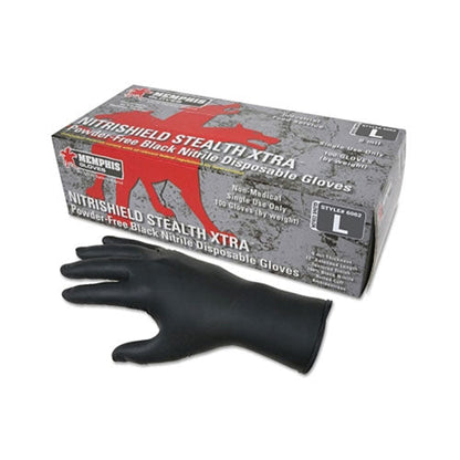 MCR™ Safety Nitrile Disposable Gloves, NitriShield Stealth Xtra™, Rolled Cuff, Unlined, Large, Black, 6 mil Thick (127-6062L)