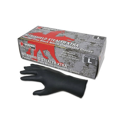 MCR™ Safety Nitrile Disposable Gloves, NitriShield Stealth Xtra™, Rolled Cuff, Unlined, Medium, Black, 6 mil Thick (127-6062M)