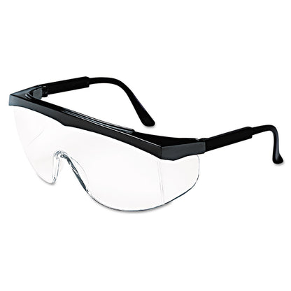 MCR Safety Stratos Safety Glasses, Black Frame, Clear Lens (CRWSS110BX)