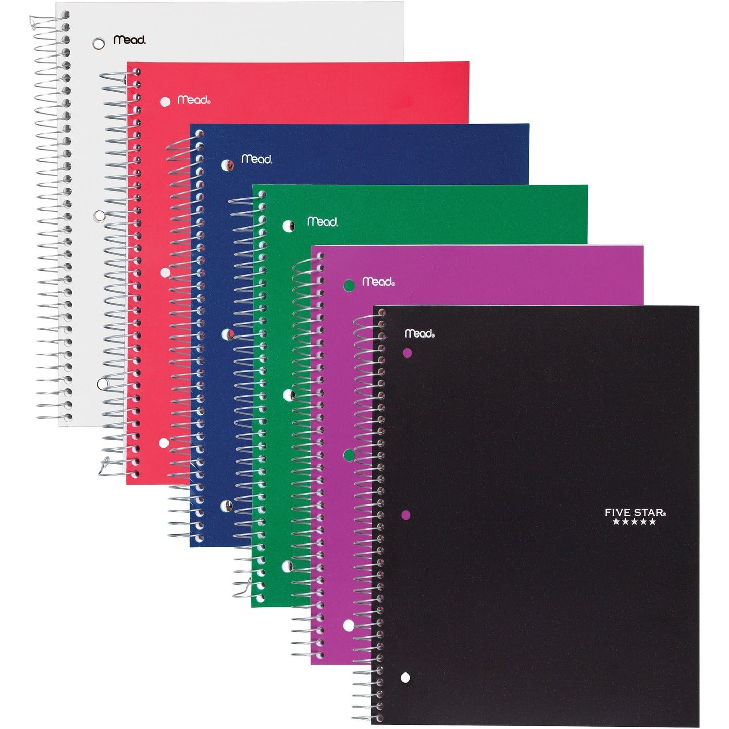 Mead 3-Subject Notebook, 8" x 10-1/2", Wide-Ruled, Assorted (MEA51014)