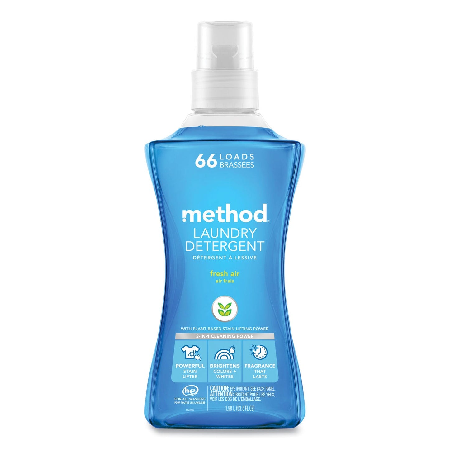Method Laundry Detergent, Fresh Air Scent, 53.5 oz Bottle, 4/Carton (MTH318025)
