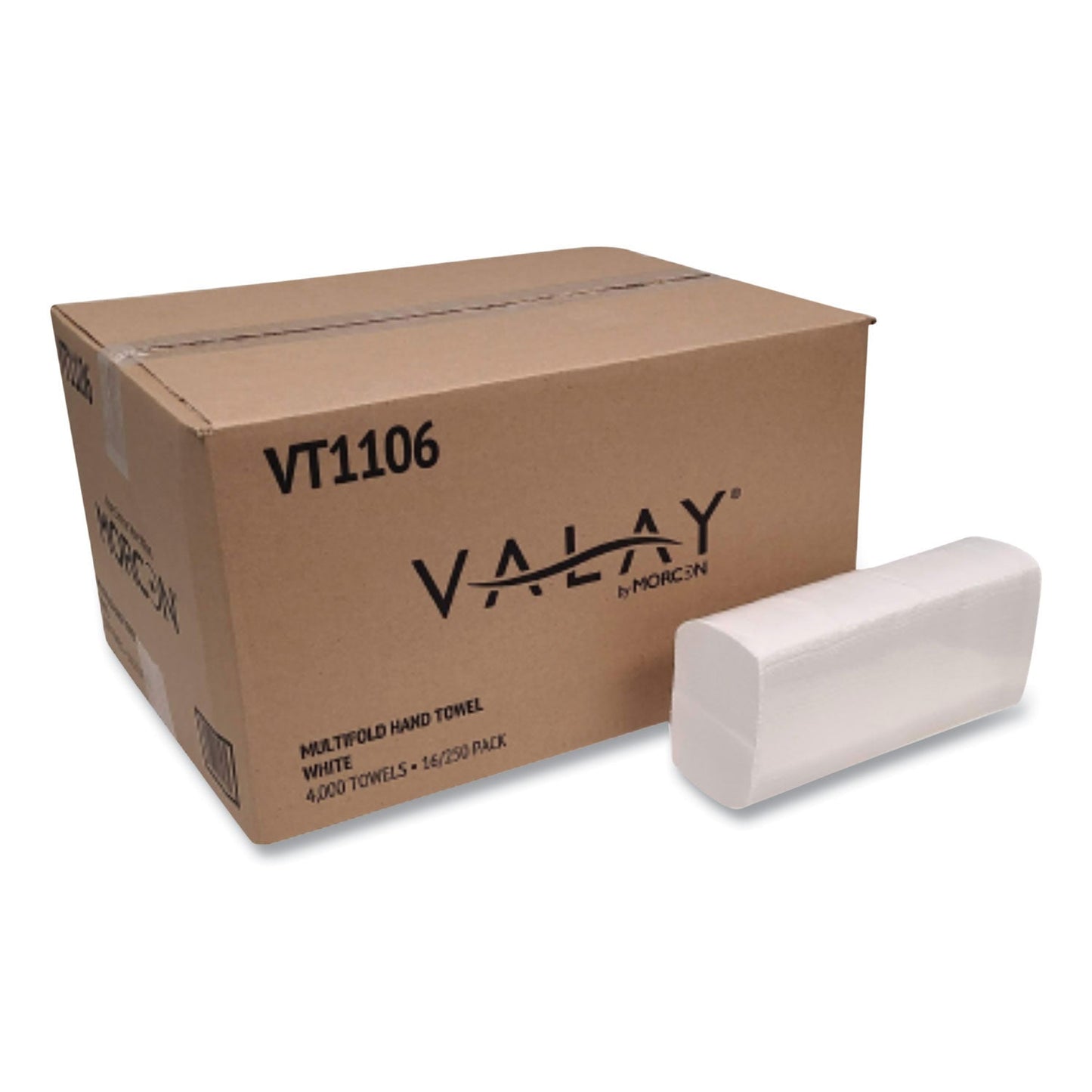 Morcon Paper Valay Multi-Fold Towels, 1-Ply, 9.05 x 9.25, White, 250/Pack, 16 Packs/Carton (MORVT1106)