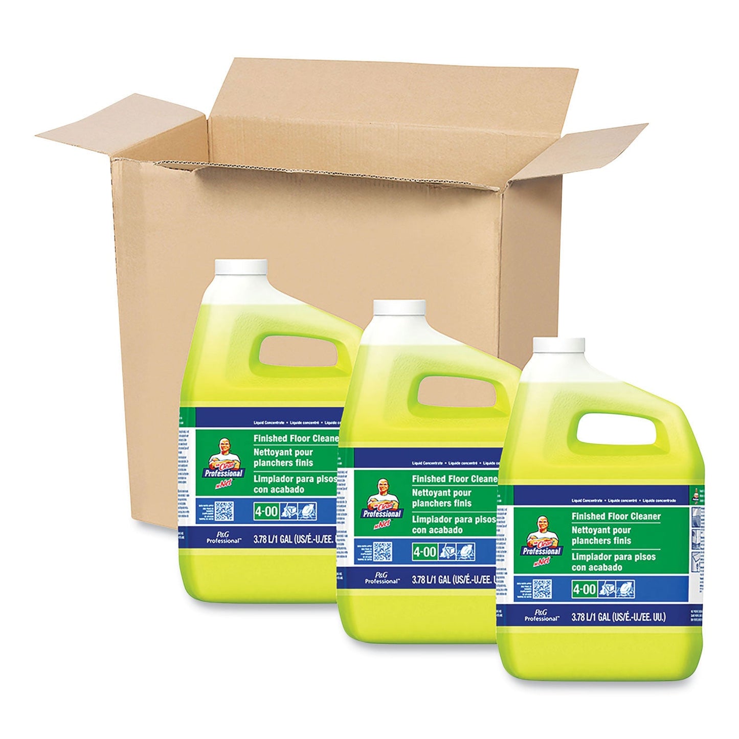 Mr. Clean Finished Floor Cleaner, Lemon Scent, Liquid, 1 gal Bottle, 3/Carton (PPL39949)