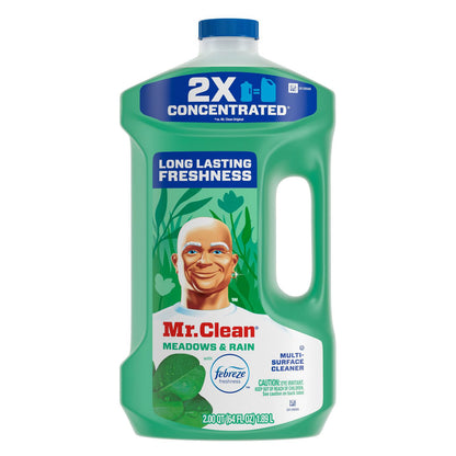 Mr. Clean Multipurpose Cleaning Solution with Febreze, Meadows and Rain, 64 oz Bottle, 4/Carton (PGC10725)