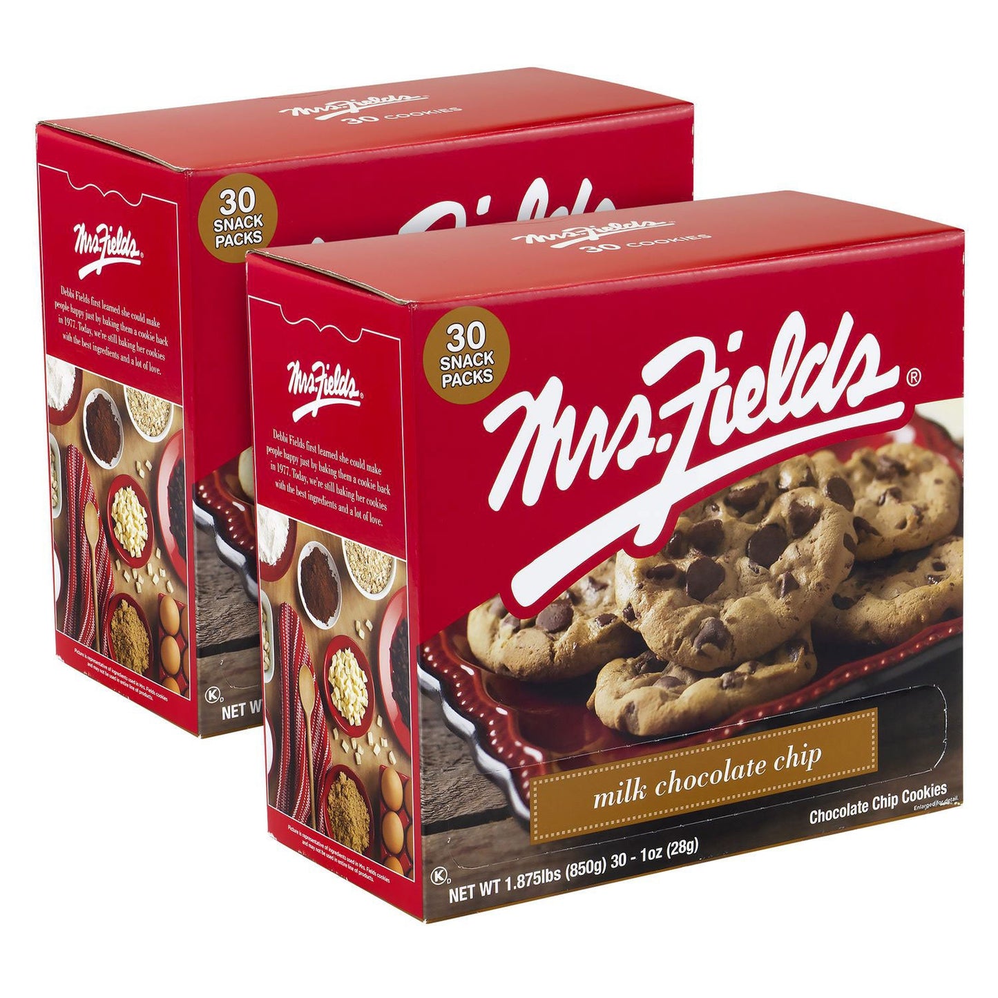 Mrs. Fields Cookies, Milk Chocolate Chip, 1 oz Individually Wrapped, 30/Box, 2 Boxes/Carton (GRR60004080)
