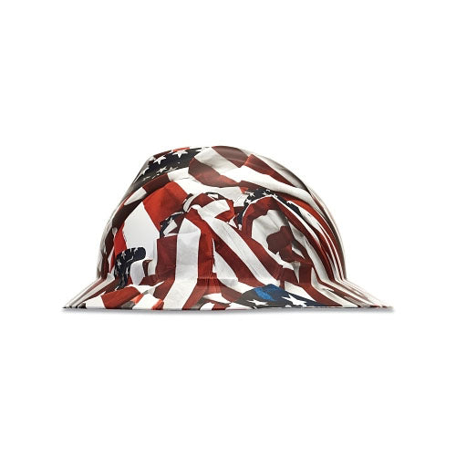 MSA V-Gard® Hydro Dip Finish Slotted Cap/Hat Assembly, Fas-Trac® III Suspension, Hat, One Nation (454-10204780)