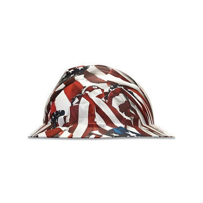MSA V-Gard® Hydro Dip Finish Slotted Cap/Hat Assembly, Fas-Trac® III Suspension, Hat, One Nation (454-10204780)