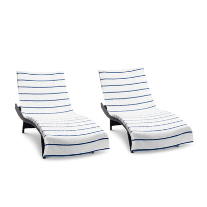 Arkwright Home Las Rayas Chaise Cover 30x85 Navy (2/Pack) (PNP-CC-HS3085NV-2PK)