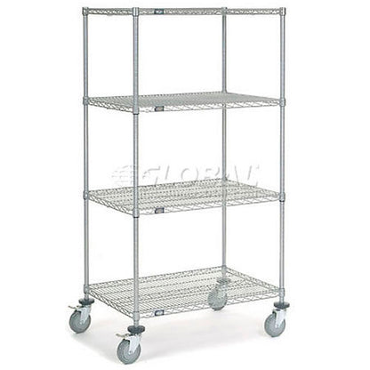 Nexel 4 Shelf Truck, Chrome, 36"W x 24"D x 69"H, Polyurethane Stem Casters, 4 Swivel (WB168218)