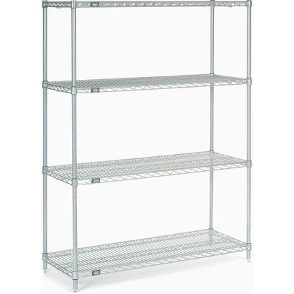 Nexel 4 Shelf, Stainless Steel Wire Shelving Unit, Starter, 48"W x 18"D x 63"H (WB189402)