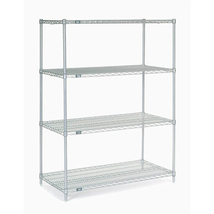 Nexel 4 Shelf, Stainless Steel Wire Shelving Unit, Starter, 48"W x 24"D x 63"H (WB189406)