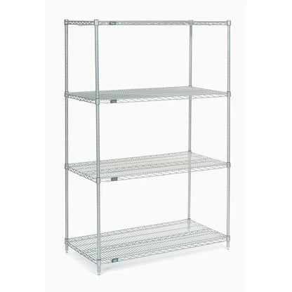 Nexel 4 Shelf, Stainless Steel Wire Shelving Unit, Starter, 48"W x 24"D x 74"H (WB189414)