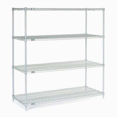 Nexel 4 Shelf, Stainless Steel Wire Shelving Unit, Starter, 60"W x 24"D x 63"H (WB189476)