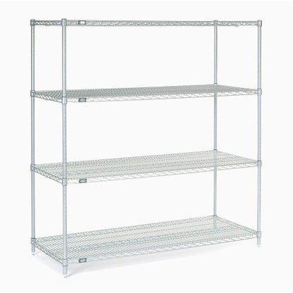 Nexel 4 Shelf, Stainless Steel Wire Shelving Unit, Starter, 60"W x 24"D x 63"H (WB189476)