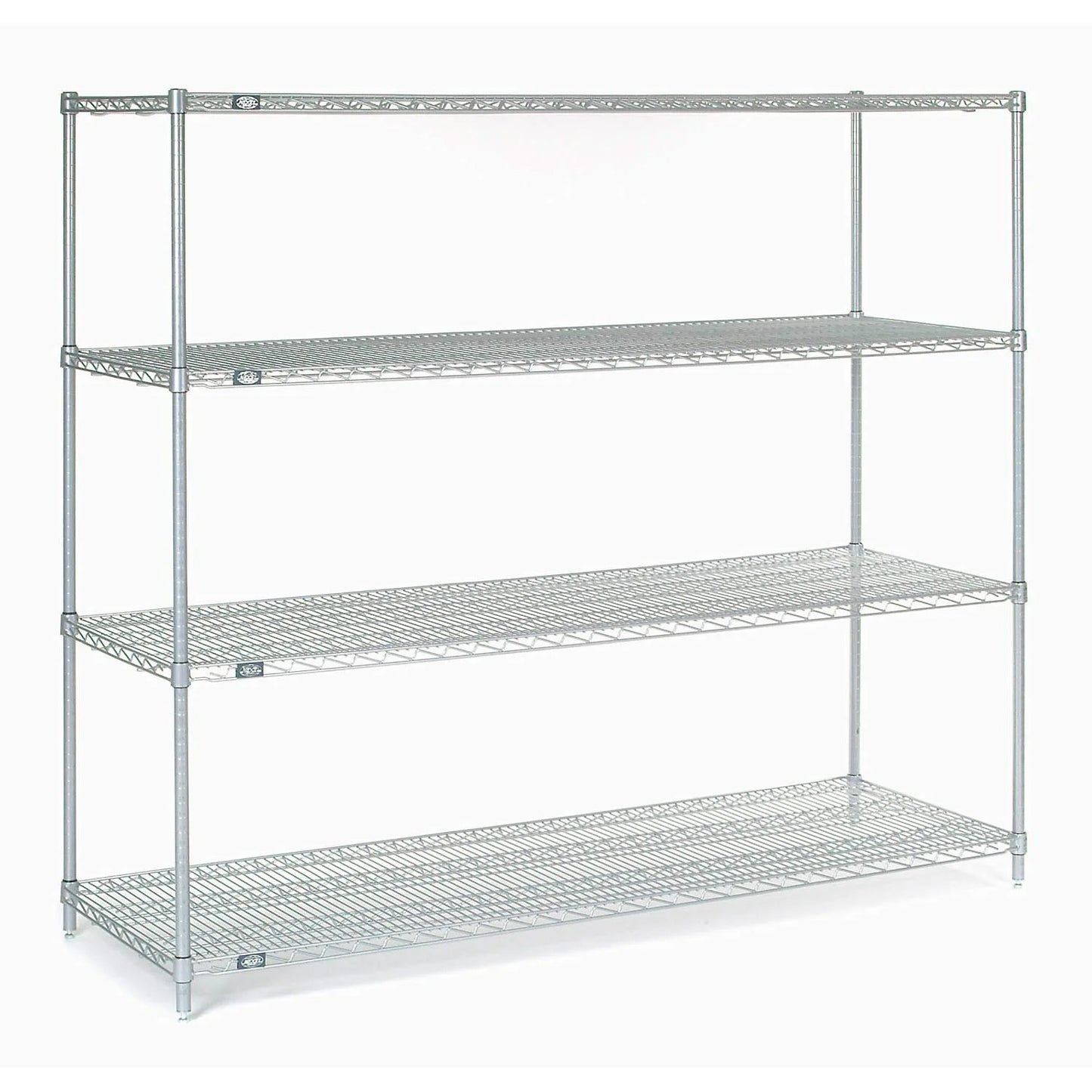 Nexel 4 Shelf, Stainless Steel Wire Shelving Unit, Starter, 72"W x 24"D x 63"H (WB189478)