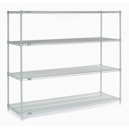 Nexel 4 Shelf, Stainless Steel Wire Shelving Unit, Starter, 72"W x 24"D x 63"H (WB189478)