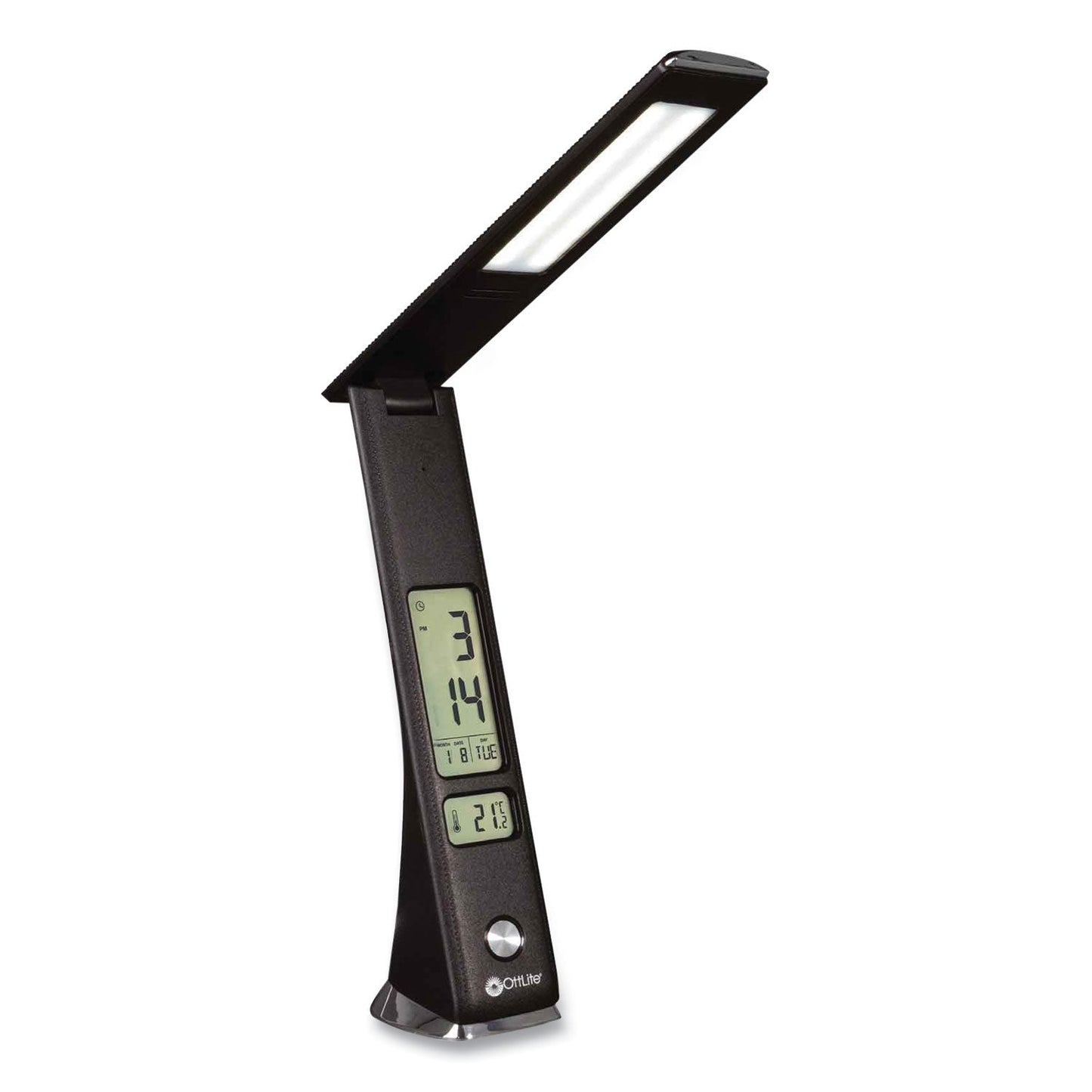OttLite Wellness Series Rise LED Desk Lamp with Digital Display, 12" to 19" High, Black (OTTCSE13G59)