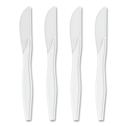 Perk Mediumweight Plastic Cutlery, Knife, White, 1,000/Pack (PRK24390988)
