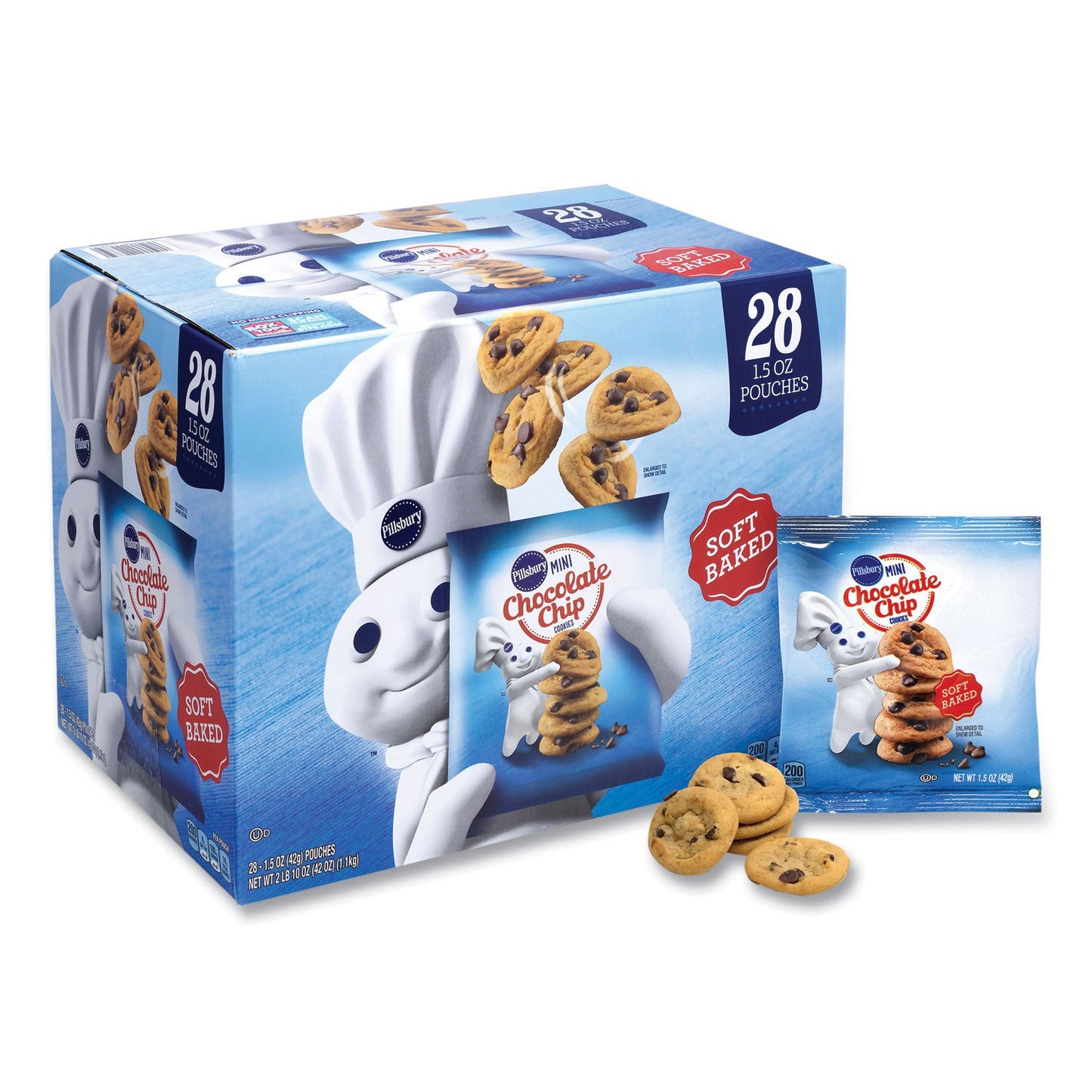 Pillsbury Soft Baked Mini Chocolate Chip Cookies, 1.5 oz Pouch, 28/Pack (GRR22002056)