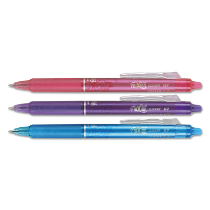 Pilot FriXion Clicker Erasable Retractable Gel Pen, 0.7 mm, Assorted Ink/Barrel, 3/Pack (PIL31469)