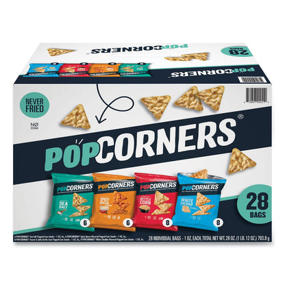 PopCorners Popped Corn Chips Snacks Variety Pack, Assorted Flavors, 1 oz Bag, 28/Pack (GRR22002179)