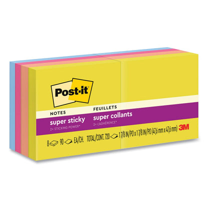 Post-it Pads in Summer Joy Collection Colors, 1.88" x 1.88", 90 Sheets/Pad, 8 Pads/Pack (MMM6228SSJOY)