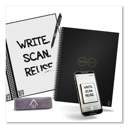 Rocketbook Core Smart Notebook, Wide/Legal Rule, Black Cover,  (18) 8.8 x 6 Sheets (RKBEVR2EKA)