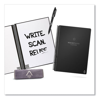 Rocketbook Fusion Smart Notebook, Seven Assorted Page Formats, Black Cover,  (18) 8.8 x 6 Sheets (RKBEVRFEKA)