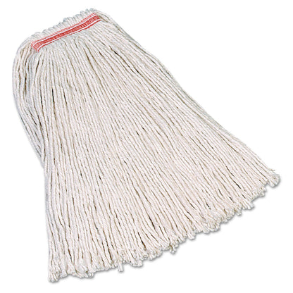 Rubbermaid Premium Cut-End Cotton Mop, White, 20 oz, 1-in. Orange Headband (RCPF117-12)