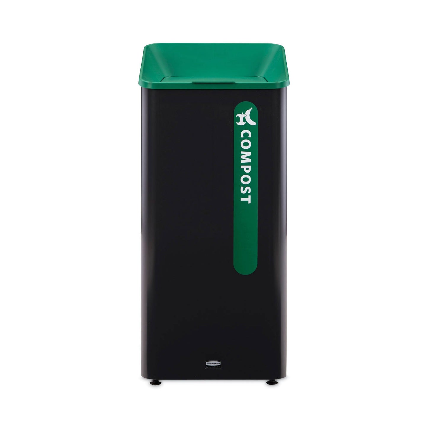 Rubbermaid Sustain Decorative Refuse with Recycling Lid, 23 gal, Metal/Plastic, Black/Green (RCP2078992)