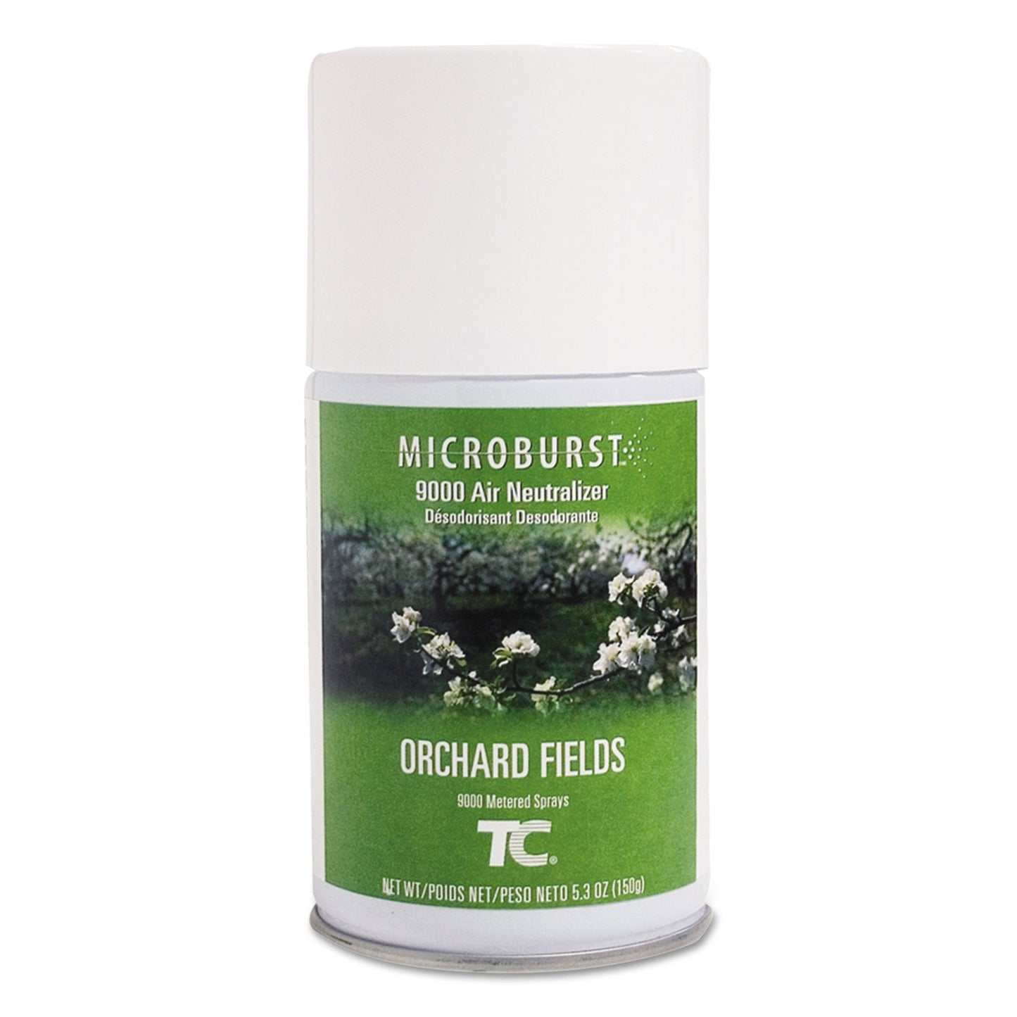 Rubbermaid TC Microburst 9000 Air Freshener Refill, Orchard Fields, 5.3 oz Aerosol, 4/Carton (TEC4012451)